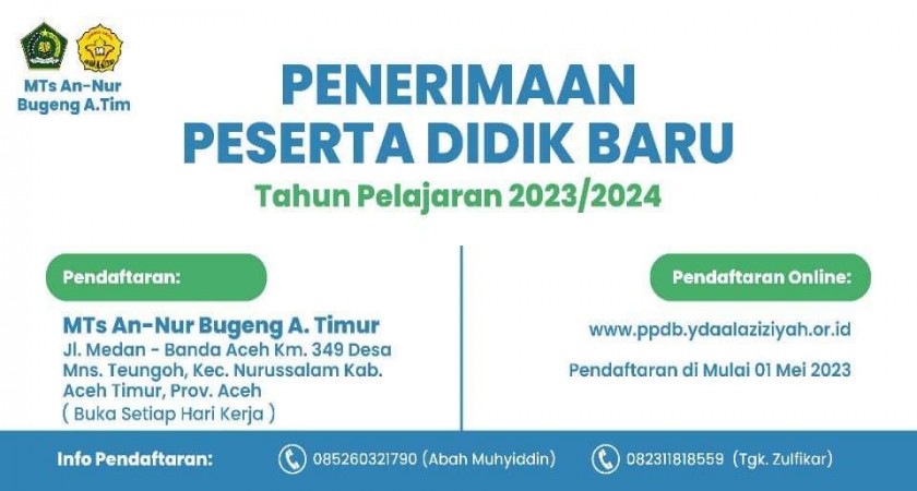 Terima Siswa Baru, Yayasan Dayah An-Nur Al-Aziziyah